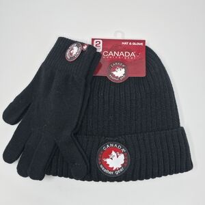 Black Knit Beanie and Gloves Set